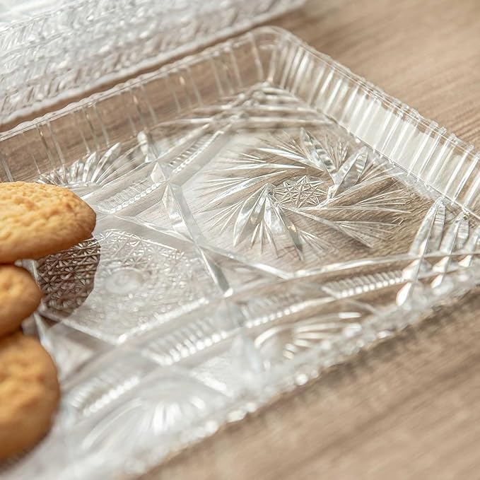 Image of PrimeWorld Plate Set of 2 pcs | Love Shape Bead Rim Decorative 12 inch Crystal Clear Glass Plates | Elegant Serving Plate for Dry Fruits, Sweets, Dinner Parties & Wedding Tableware