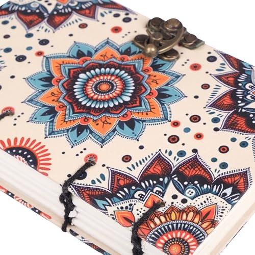 Image of CRAFT JUNKY Journal Diary with Handcrafted Box, 5 x 7 Inch Special Binding Unruled Lock Diary for Girls, Art Book with Aesthetic Print Sketch Book for Artists, 200 Acid-Free Pages A5 (MANDALA)