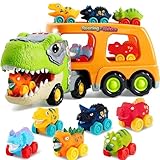 Abenteuer voller Dinosaurier: Dieser Dinosaurier-Truck ist direkt nach dem Auspacken einsatzbereit und für Kinder konzipiert. Es verfügt über ein fesselndes T-Rex-Kopf-Truck-Design, einen zweischichtigen Kofferraum und enthält 6 Mini-Gummi-Dinosaurierautos für das volle Dinosaurierauto-Erlebnis. Jedes Auto ist sofort einsatzbereit und wasserabweisend für vielseitige Einsatzmöglichkeiten abspielen, inklusive LR44-Batterien.