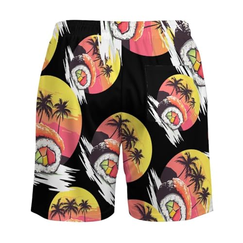 Tree in Japanese Sushi Mens Swim Trunks with Quick-Drying Lining Beach Shorts for Outdoor Sports4
