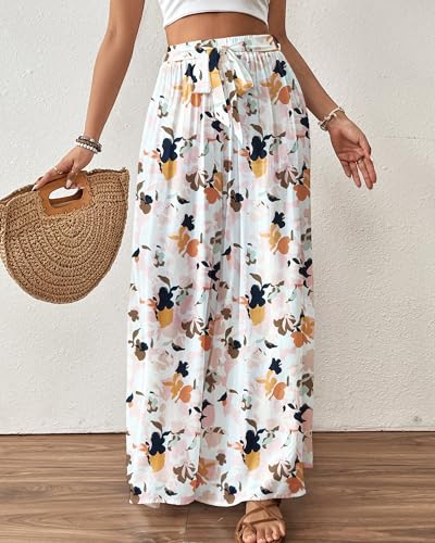 Image of Bsubseach Women Wide Leg Pants Floral Flowy Palazzo Pants