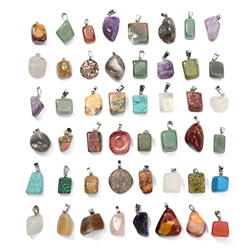 DanLingJewelry 50pcs Natural Random Reiki Nugget Gemstone Charms Irregular Healing Crystal Chakra Stone Pendants for Jewelry Making