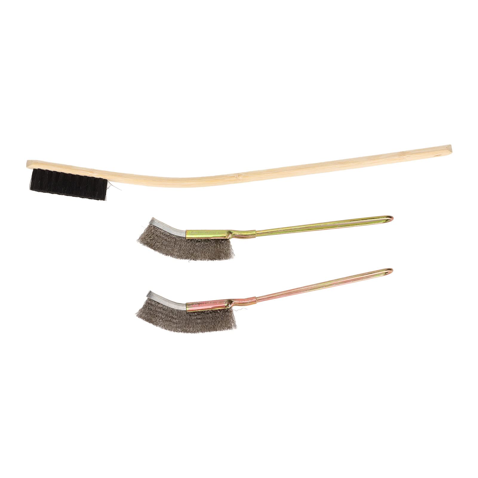 3Pcs Bird Cage Brush, Long Handle Cleaning Bamboo Stainless Brush, Pet Birdcages Steel Medium Hardness Tool Accessories for Small Animal