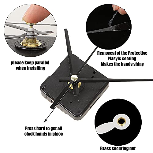 Paraor 5Pcs High Torque Quartz Clock Movement Mechanism Replacement Clock Kit With 12 Different Pairs Of Hands Clock For Diy Handicrafts Repair Clock Parts Shaft Lengths 13Mm 18Mm thumb #6