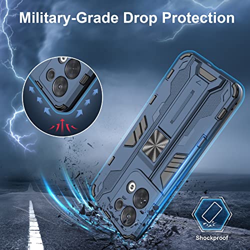 Btstring Case for Oppo Reno 8 5G, Heavy Duty Shockproof Case with Stand Protective Tough Armour Personalised Phone Cover Case - Blue - Image 4