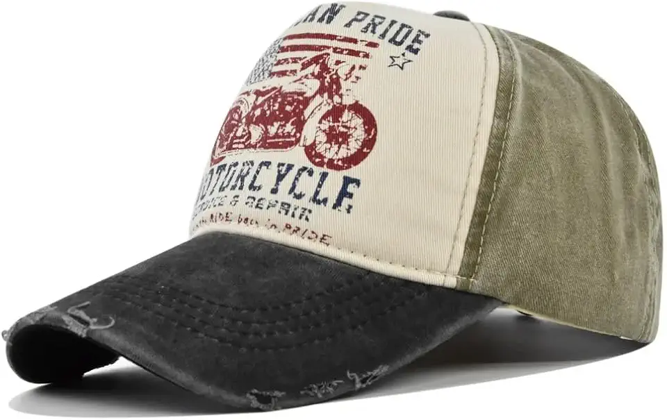 Boné LukeSports Motorcycle Vintage – Algodão, Ajustável e Confortável