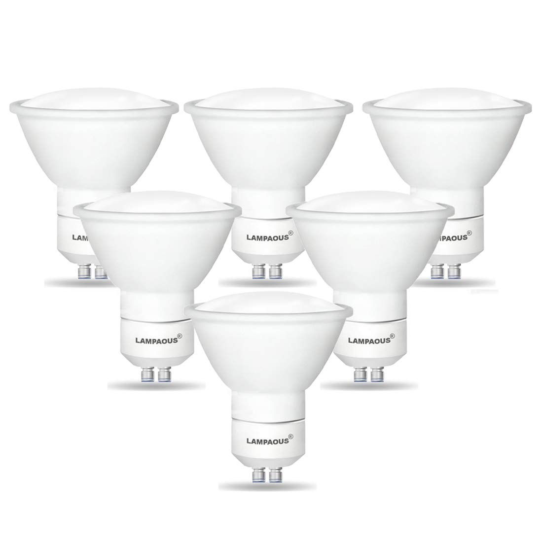 LAMPAOUS 5W GU10 LED Bulbs LED GU10 Spot Lights 450lm Natural White Pure White LED Light Bulb 50W Halogen Replacement, 6Pack