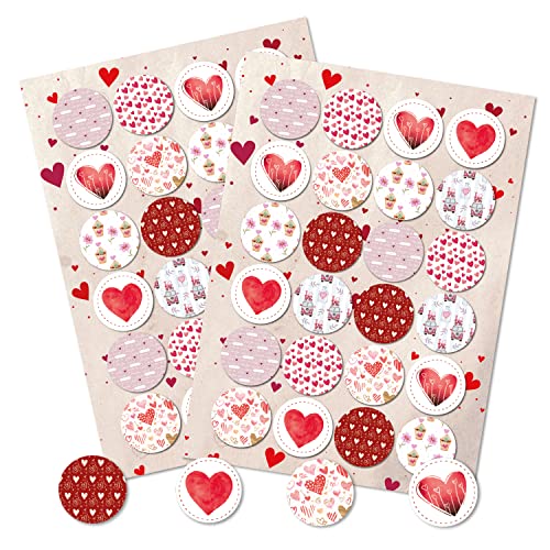 Logbuch-Verlag 48 adesivi rotondi 4 cm cuore cuori rosso rosa bianco eleganti romantici fai da te diy bricolage decorazione decorare confezioni regalo libro accessori sticker alta qualità amore