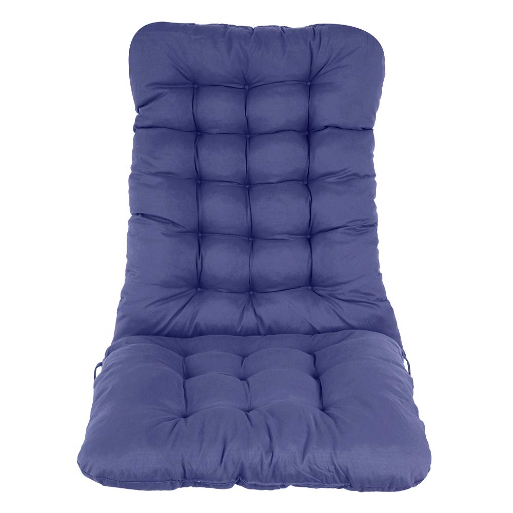 Garden High Back Chair Cushion, 120x50CM Soft Thick Sun Lounger Recliner Cushion Non-slip Portable Garden Patio Padded Chair Seat Pads for Indoor Outdoor Travel Holiday Beach, No Chairs (Navy)