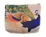 Value Arts Colorful Peacock Coin Purse Pouch with Key Ring
