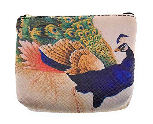 Value Arts Colorful Peacock Coin Purse Pouch With Key Ring #TOP5