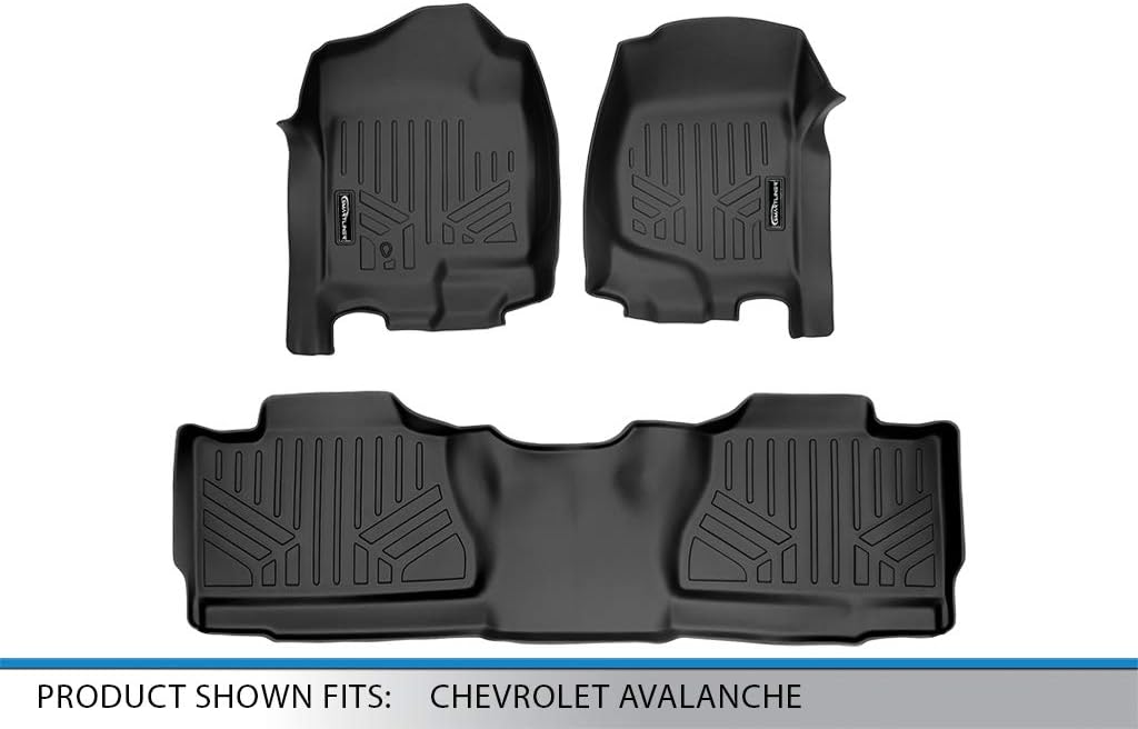 SMARTLINER Custom Fit Floor Mats 2 Row Liner Set for 2007-2013 Chevrolet Avalanche