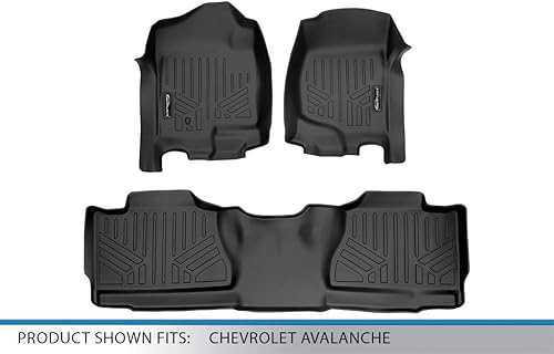 Miniatura 5 de SMARTLINER Juego de revestimientos de alfombrillas de piso de ajuste personalizado de 2 filas para Chevrolet Avalanche 2007-2013