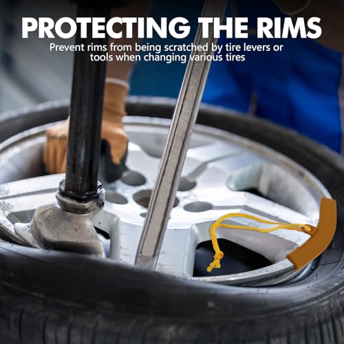 Image of 5PCS Car Tire Changing Rim Protector, Automotive Tire Changer Guard Edge Saver Tool, 5.91 Inch Wheel Rim Protector, Fixing Tyre Rim Protective Cover for Car Motorcycle Bike (Yellow)