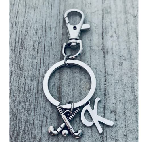 Personalized Field Hockey Zipper Pull with Initial Charm Keychain, Field Hockey Jewelry for Women and Girls, Gift for Female Field Hockey Player or Team2