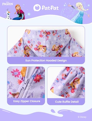 Image of Disney Princess Frozen Stitch Marvel Minnie Girl Swim Cover Up Terry Cloth Swimsuit Coverup Zip-up Bathing Suit Wrap Hooded