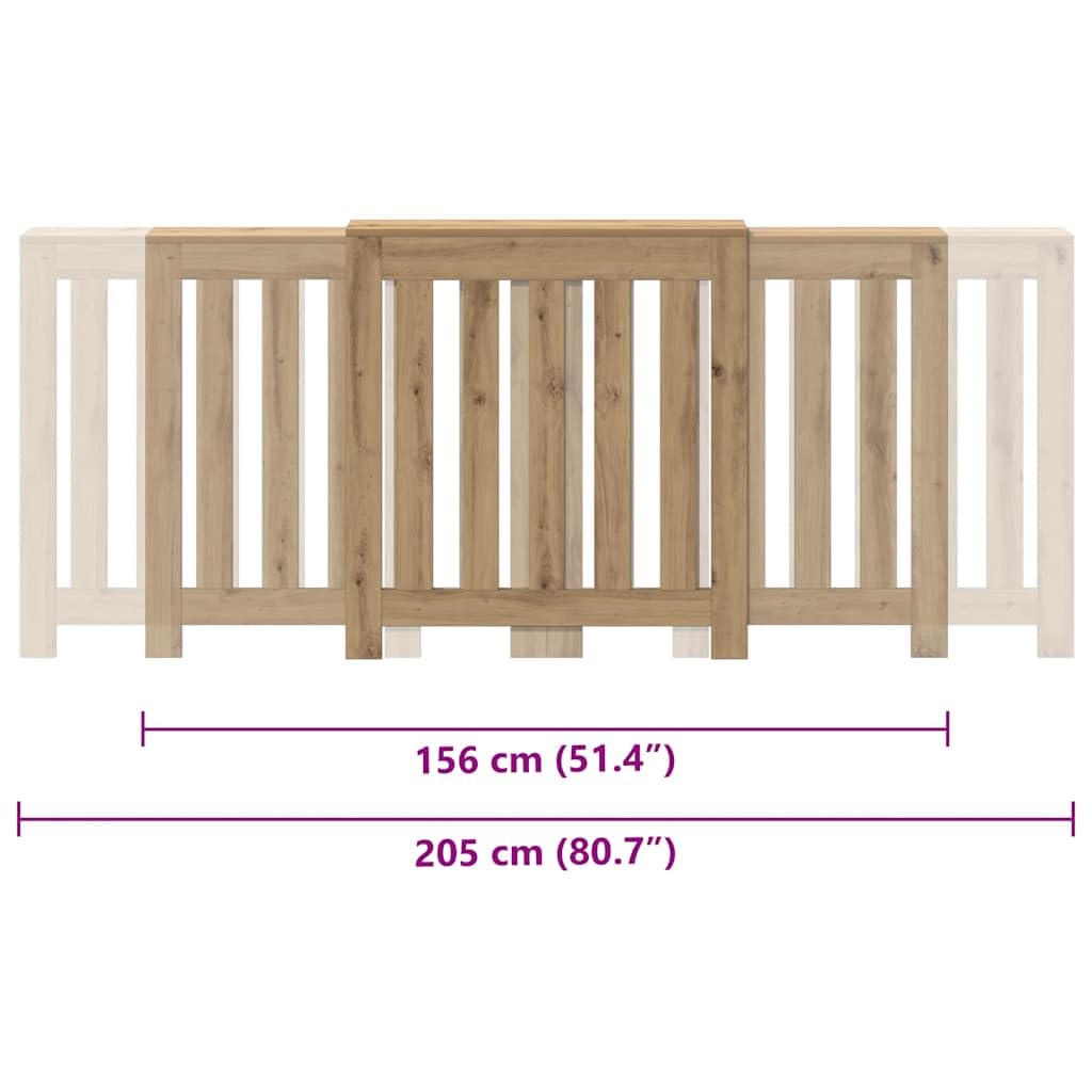 Revestimiento para radiador de madera de roble Artisan, 205 x 21,5 x 83,5 cm, con diseño de lamas, práctico estante para salón, baño, dormitorio, protección contra la calefacción