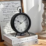 Vintage Black Table Clock on Stand, Decorative Desk and Shelf Clock, Rustic Mantel Clock Farmhouse Clock Non-Ticking - Image 2
