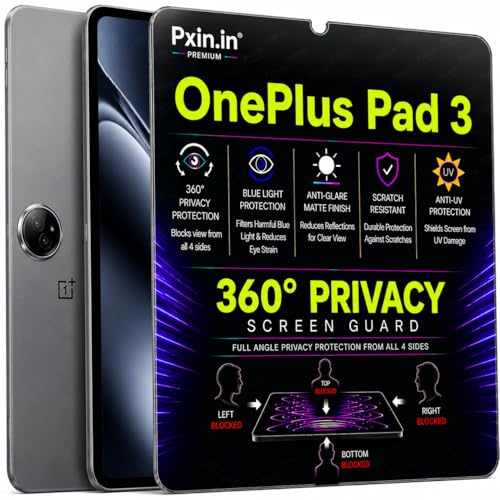 Image of Pxin 360 Pro Privacy Screen guard compatible with OnePlus Pad 3 | Anti Glare | Anti UV | Anti Blue | Anti Reflection | Privacy Filter | Unbreakable Build