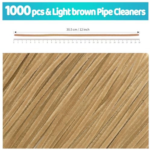 Image of IOOLEEM 1000pcs Light Brown Pipe Cleaners | Chenille Stems for DIY Flower Making & Festival Decor & Party Projects, Pipe Cleaner Crafts, Art and Craft Supplies