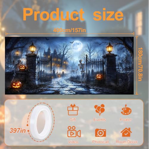 Image of Halloween Garage Door Decorations 6 x 13 ft, Skeleton Gate Cover
