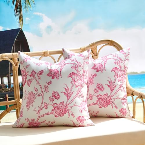 KWLET Outdoor Waterproof Throw Pillows Covers Pink...