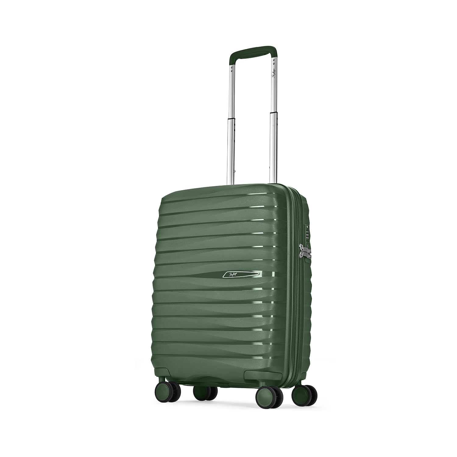 Skybags Float Max 55 Cms Small Cabin Polypropylene Hardshell Sided Luggage/Suitcase/Inline Expandable Trolley Bag- Green