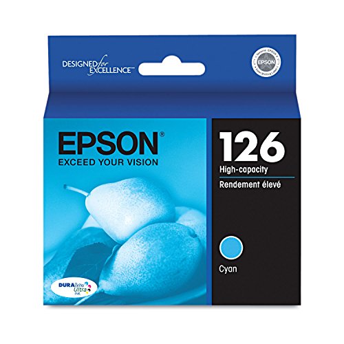 Epson T126220 OEM Ink - (126) Stylus NX330 NX430 Workforce 60 435 520 545 630 633 635 645 840 845 3520 3540 7010 7510 7520 DURABrite Ultra High Capacity Cyan Ink (470 Yield) OEM