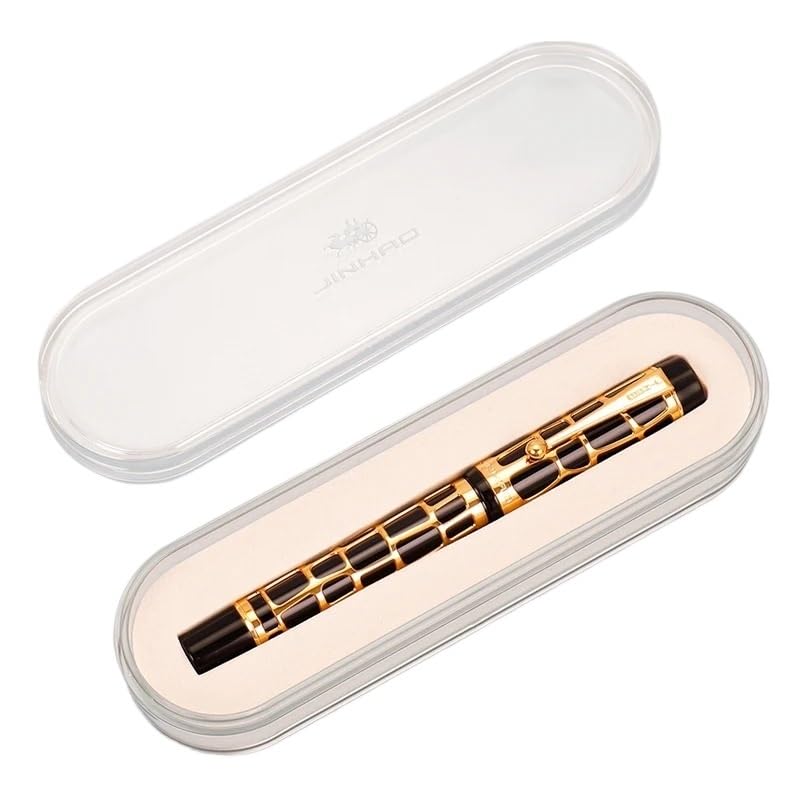 100 Centennial Stylo plume en résine creuse avec clip doré pour bureau, papeterie, fournitures scolaires (transparent, EF)