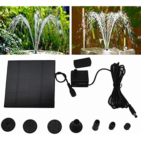 Syuanmuer Solar Fountain Pump, Solar Panel Pond Powered Water Feature Pump, 180L/ H Solar Pond Pump for Garden, Bird Bath, Aquarium Cover