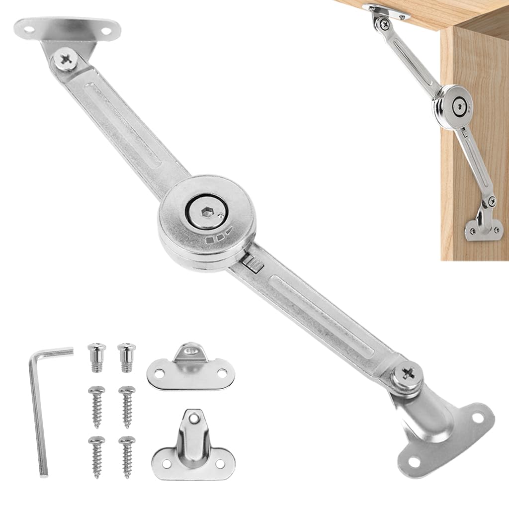 Serplex® Adjustable Folding Lid Support Hinge Stay Bracket, Heavy-Duty Cabinet Door & Toy Box Lid Support, Soft Closing Drop-Down Support Arm with Mounting Screws-image-21