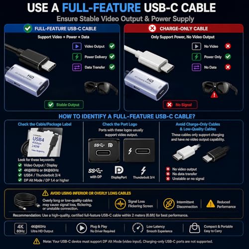 Image of Guermok AR Glasses HDMI to USB-C Display Adapter, 4K@60Hz HDMI Source to USB-C Display Converter, for XREAL One /Air 2 Pro /RayNeo /Rokid, Switch 2 /1, Xbox1, PS4 /5, Portable Monitors (Silver)