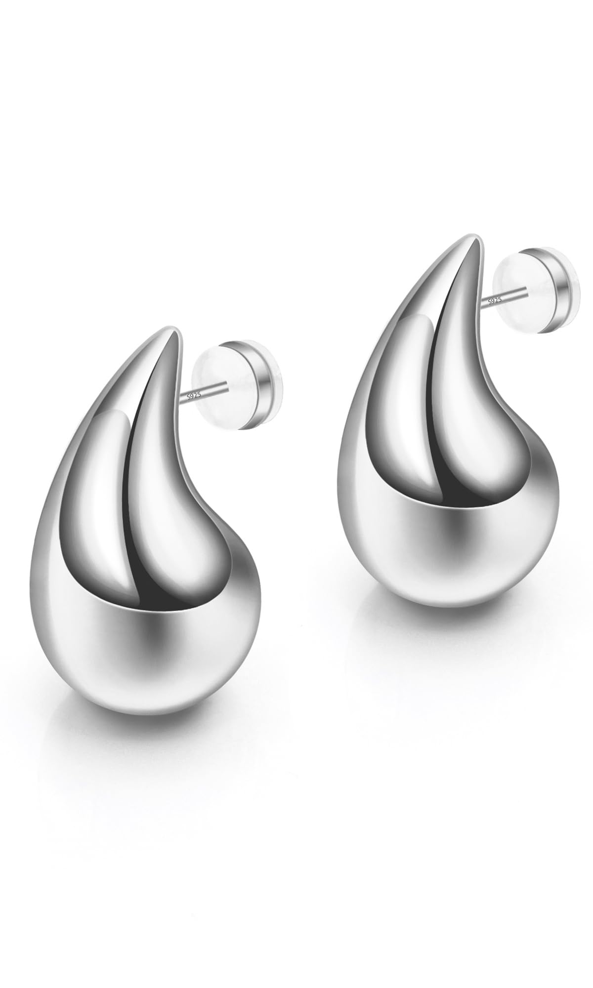 Ava Riley Chunky Gold Earrings, Small Gold Teardrop Earrings for Women, Chunky Silver Ear Studs Tear Drop S925 Sterling Silver Jewelry