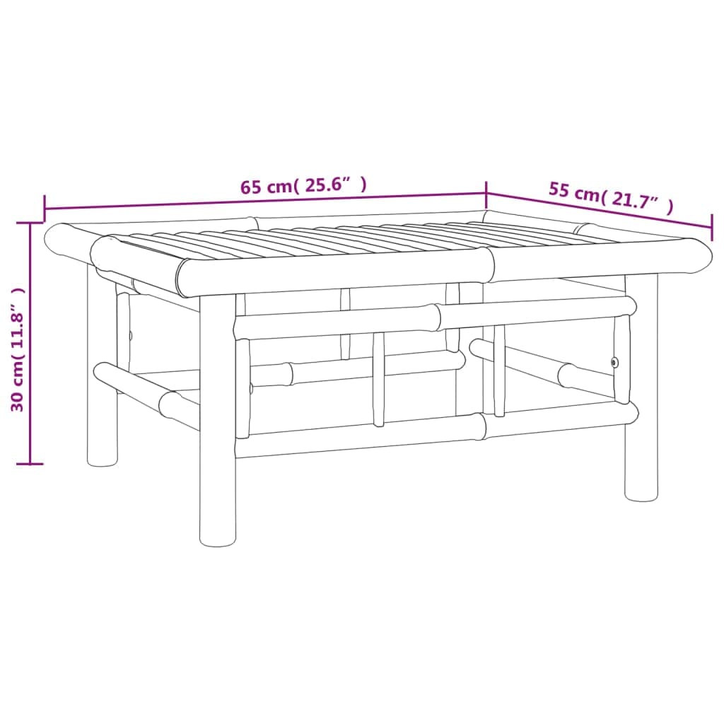 Set Salotto da Giardino 4 Pezzi in Bambù con Cuscini Grigio Scuro | Arredo modulare da esterno per terrazzo o patio, completo di tavolino e imbottiture per momenti di relax all'aperto.