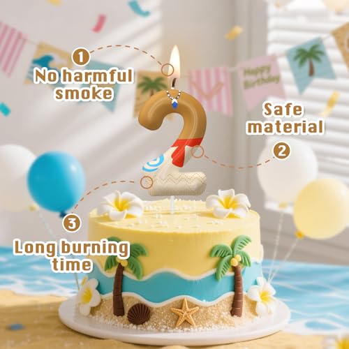 Image of Hawaii Number 90 Birthday Candles, Island Themed Cake Topper for Boys Girls Cake Decorations, Birthday Decorations Party Supplies, Number Candles for Party Decor