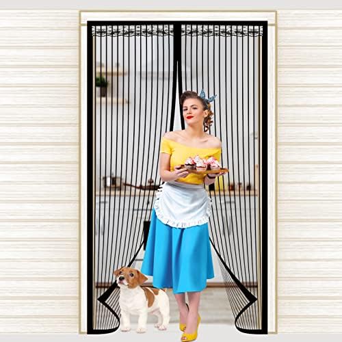 KAKICLAY Magnetic Screen Door - Fit Door Size up to 37" X 82" - Self Sealing Door Screen Magnetic Closure - Heavy Duty Mesh - Pet and Kid Friendly
