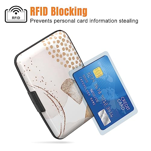 Image of Rimilak Aluminuml Credit Card Holder, Mini Credit Card Wallet RFID Blocking Slim Metal Hard Case for Women Men, Modern Art