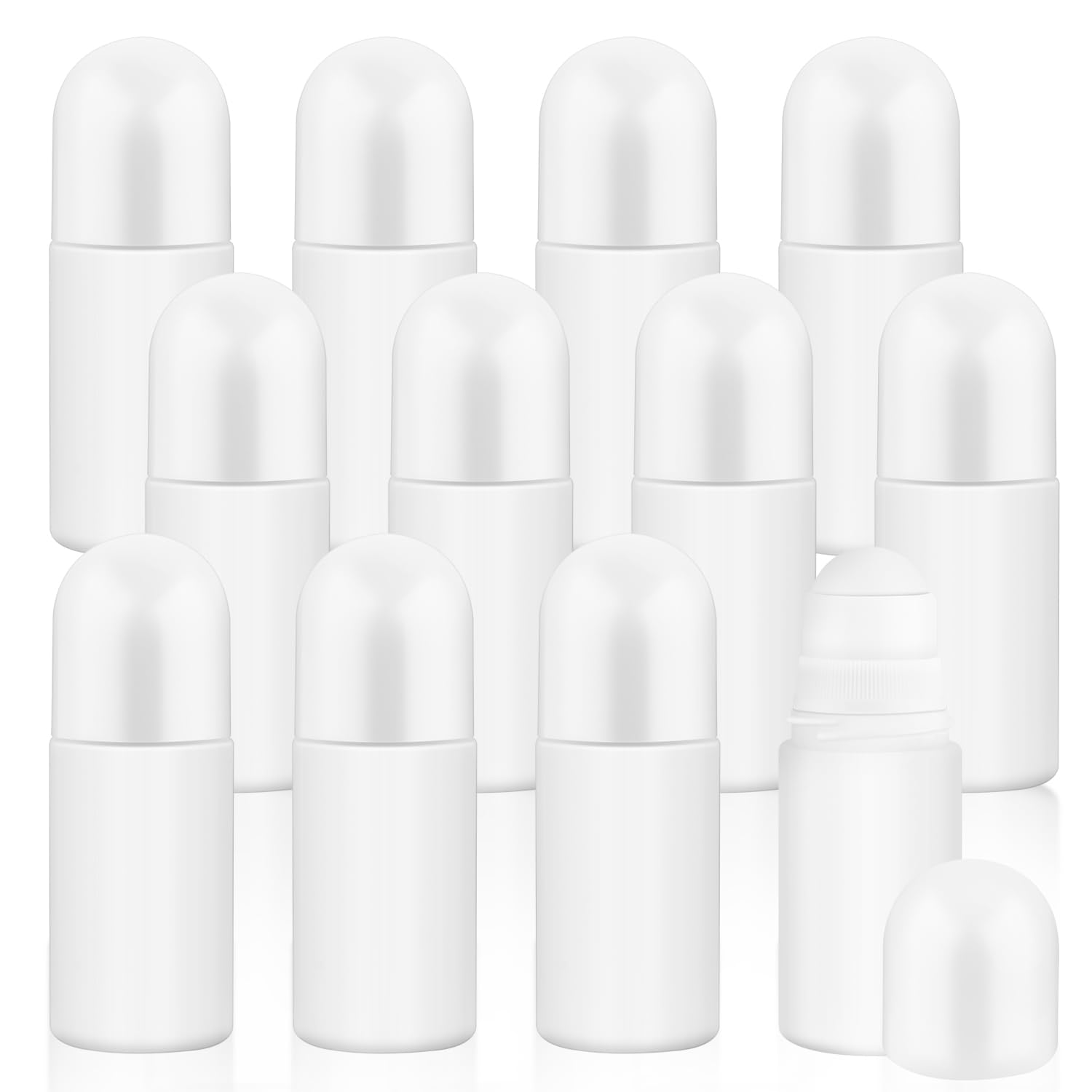 12 Pcs 50ml/1.7oz Plastic Essential Oil Roller Bottles Empty White Roll On Deodorant Bottles Refillable Rollerball Bottles for Perfume Aromatherapy Perfume DIY Cosmetics-image-43