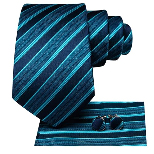 Image of Hi-Tie Men 63inches Tie Set Extra Long Necktie Paisley Tie Pocket Suqare Cufflinks Big and Tall Men Tie