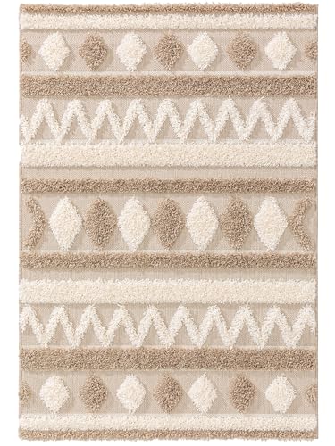 benuta Kids Kinderteppich Carlo Cream/Taupe 200x290 cm - Teppich für...