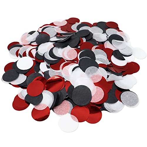 Image of VCOSTORE 1 Inch Tissue Paper Confetti Circles,1.76oz Round Paper Table Confetti Circle Dots, Suitable for Birthday Wedding Party Decoration and Baby Shower decorations,Redand Black,5000 Pieces