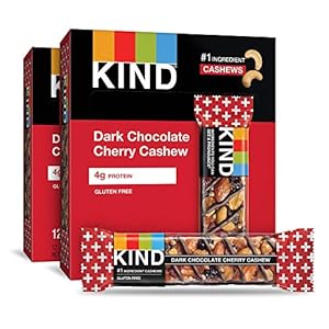 KIND Bars, Dark Chocolate Cherry Cashew, Healthy Snacks, Gluten Free, 24 Count