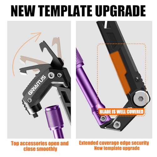 Image of Carabiner Multitool with Pocket Knives, EDC Carabiners, Serrated Knife, Rope Cutter, Screwdriver, Can Bottle Opener, Ruler, Folding Knife for Camping Hiking, Gifts for Men (Purple)