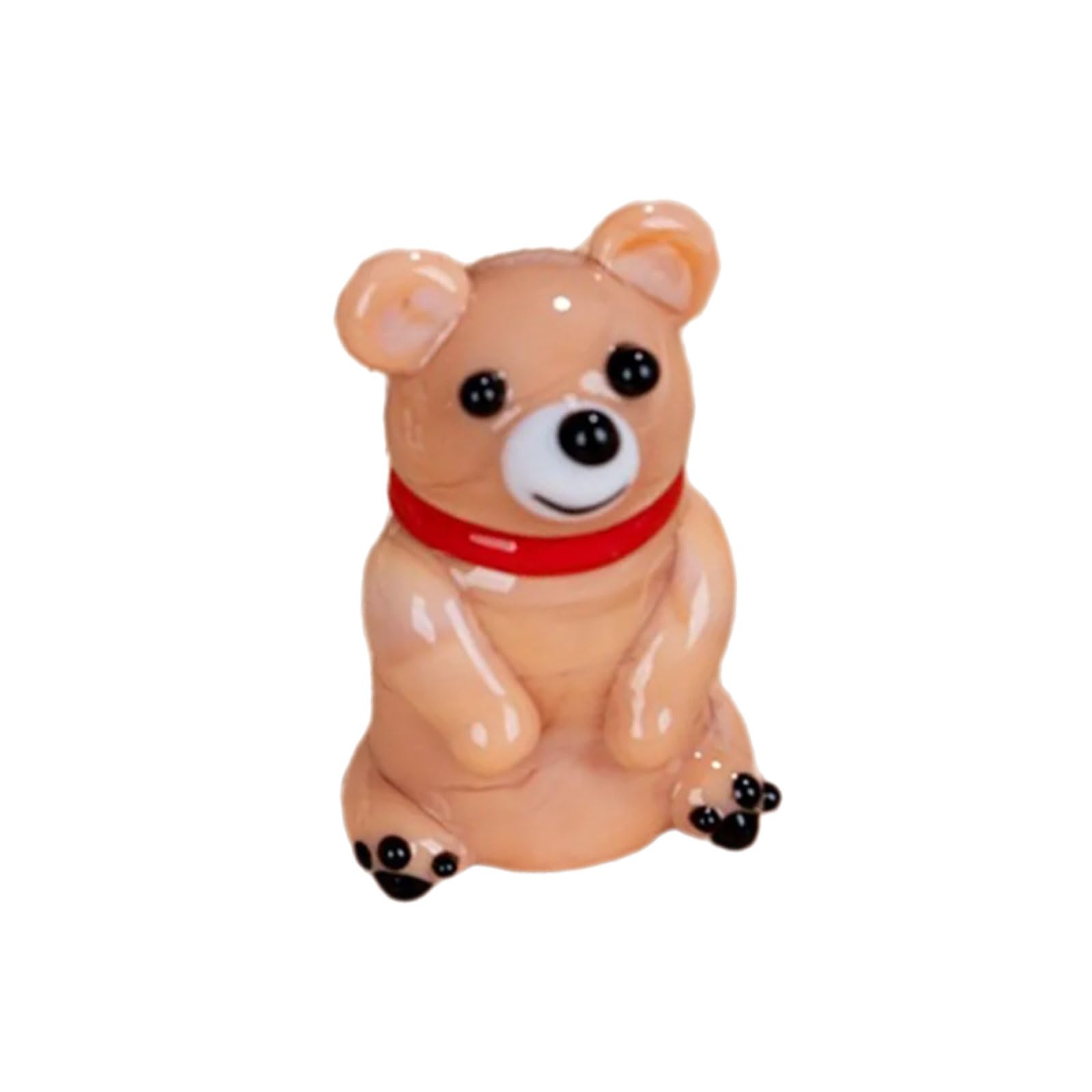 Qsvbeeqj Light Brown Glass Bear Figurine Collectible Art Miniature Animal Statue Llamas Sculpture Ornament For Home Decors Figurines