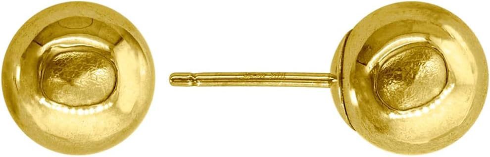 14k Yellow Gold Unisex Polished Ball Stud 7mm Push Back Earrings Ball Earring for Women