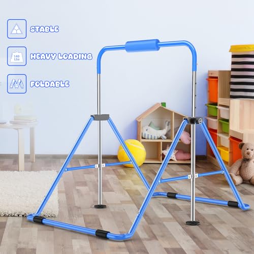 Image of Safly Fun Foldable Gymnastics Bar for Kids, Adjustable 35 inch-51 inch, Sturdy 145 lbs Capacity, Easy-to-Assemble, Gymnastics Equipment for Kids for Indoor /Outdoor Training