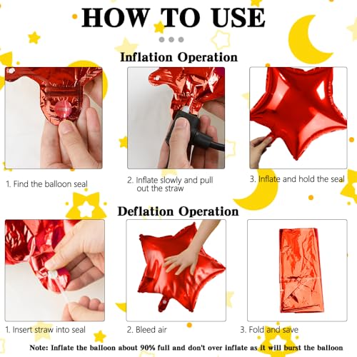 Image of Star Balloons, 18 Inch Foil Balloons, 10 PCS Star Balloons Foil, Red Star Foil Balloons Set Mylar Balloons Red Balloons Star for Birthday Party Anniversary Wedding New Year Valentine Decorations