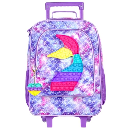 Image of CCJPX Kids Suitcases for Girls, Cute Mermaid luggage Rolling with Wheels, kids carry on luggage for Children Toddler Elementary - Purple