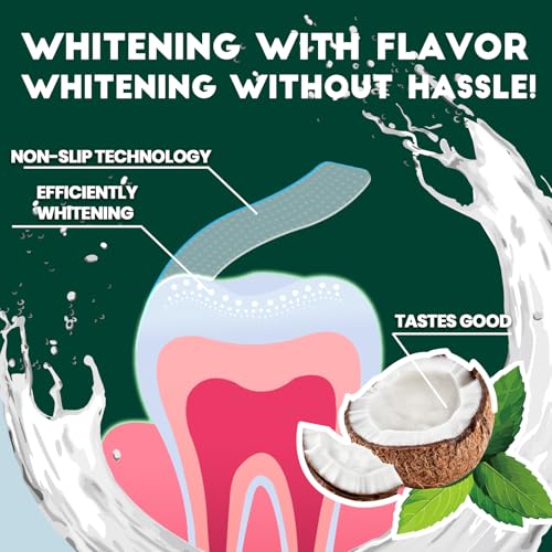 Image of Teeth Whitening Strips for Tooth White: Professional Dentist Formulated Teeth Whitener Enamel-Safe Non-Slip 14 Strips 7 Treatments (14 Count (Pack of 1), Coconut Mint)