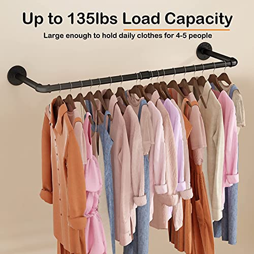 Ulspeed Wall Mounted Clothes Racks 38.4In 2 Sets+ 72.4In Industrial Pipe Clothes Rack, Space-Saving, Sturdy Wall Clothing Rack 1 Set #TOP7